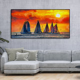 Beautiful Seascape with Sunset Canvas Wall Painting