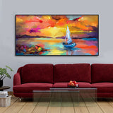 Beautiful Ship in the Ocean Abstract Scenery Canvas Wall Painting