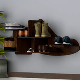  Designer Wooden Wall Shelf /Men's Shoe Shelf, Walnut Finish
