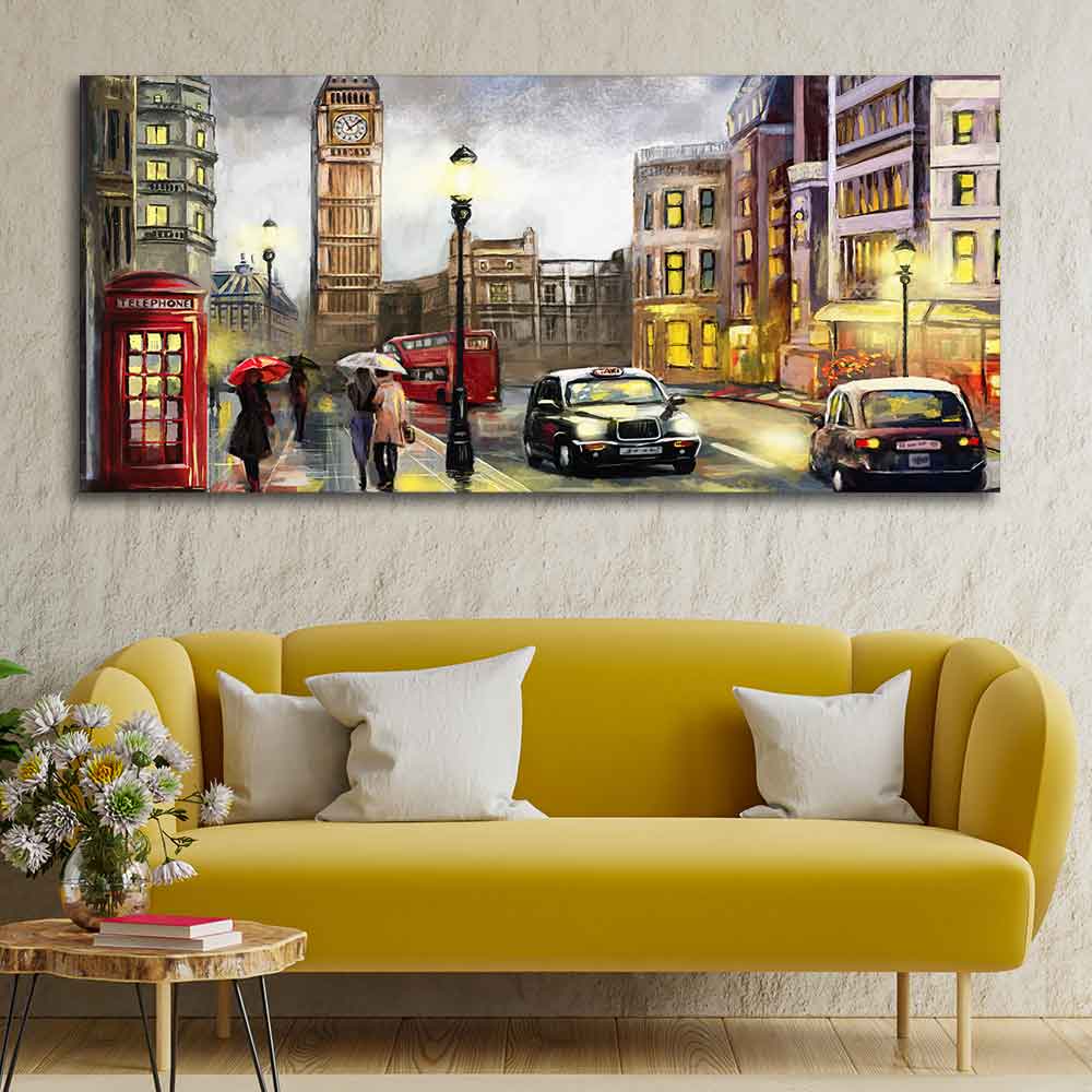  Street view of London Premium Wall Painting
