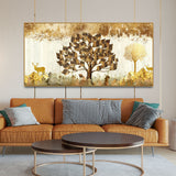  Tree and Golden Deer Canvas Wall Painting