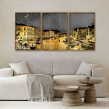  City at Night Floating Canvas Wall Painting Set of Three