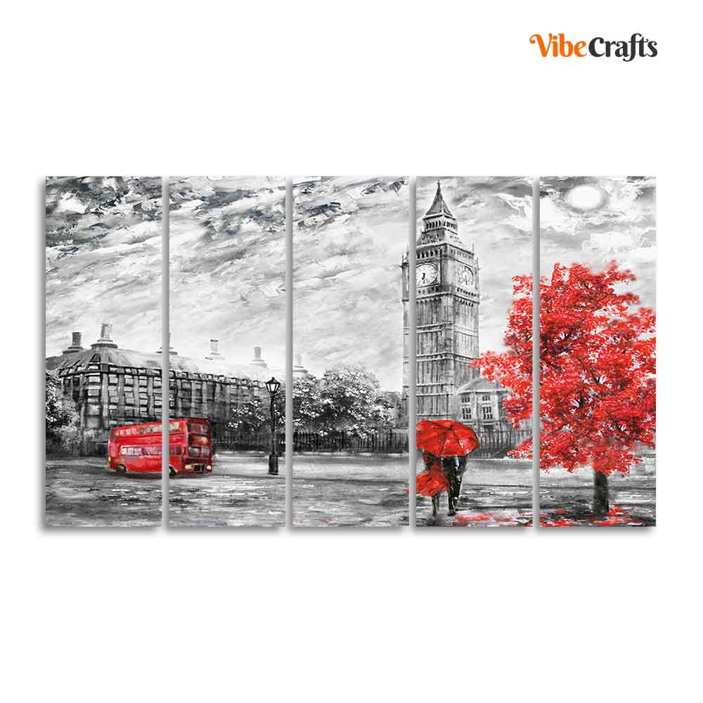 Beautiful View of London Wall Painting Set of Five Pieces