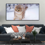 Beautiful Wall Painting of Cat Walking in Snow
