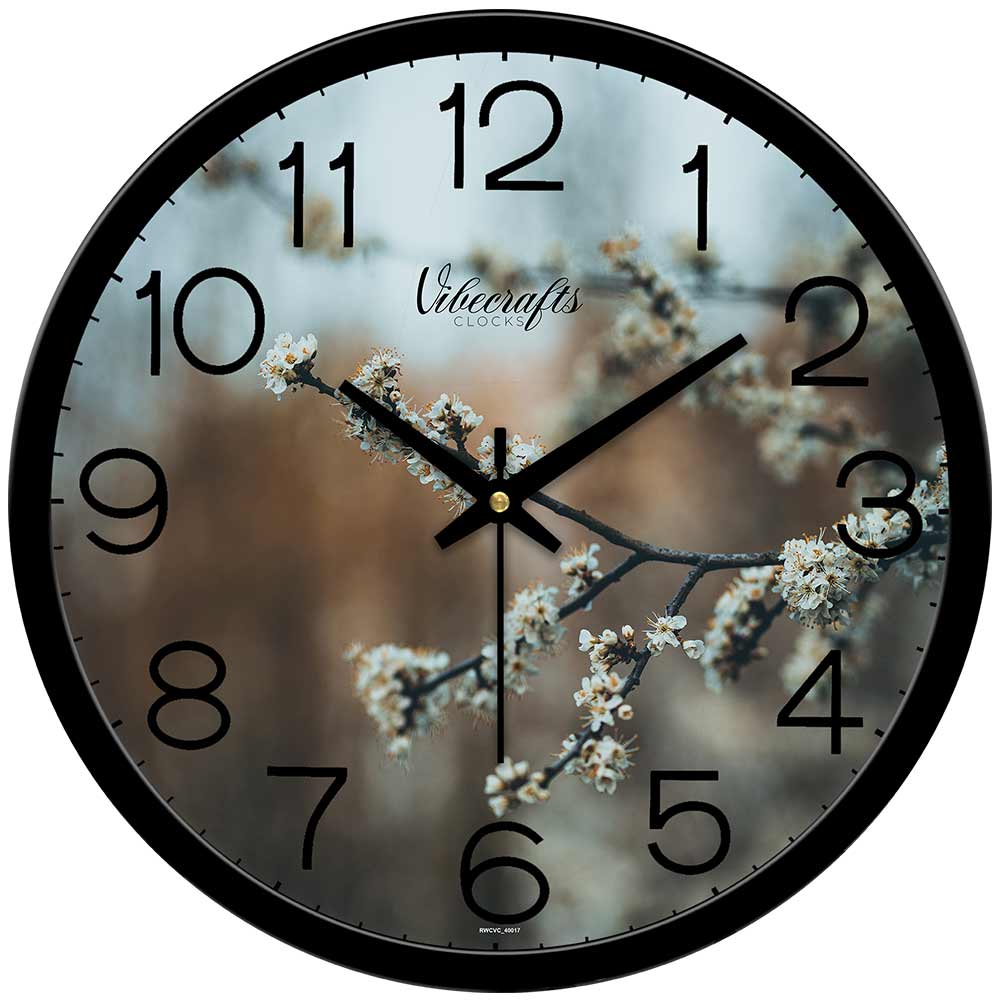 Beautiful White Flower Print Wall Clock