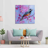 Bird with Nature Abstract design 3 Pieces Wall Painting