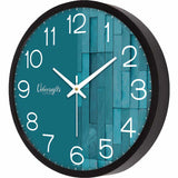 Blue Wooden Texture Printed Designer Wall Clock