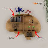 Brain Shape Backlit Designer Wooden Wall Shelf / Book Shelf / Night Light