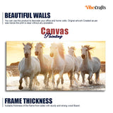 Camargue White Horses Running in Seaside Premium Wall Painting