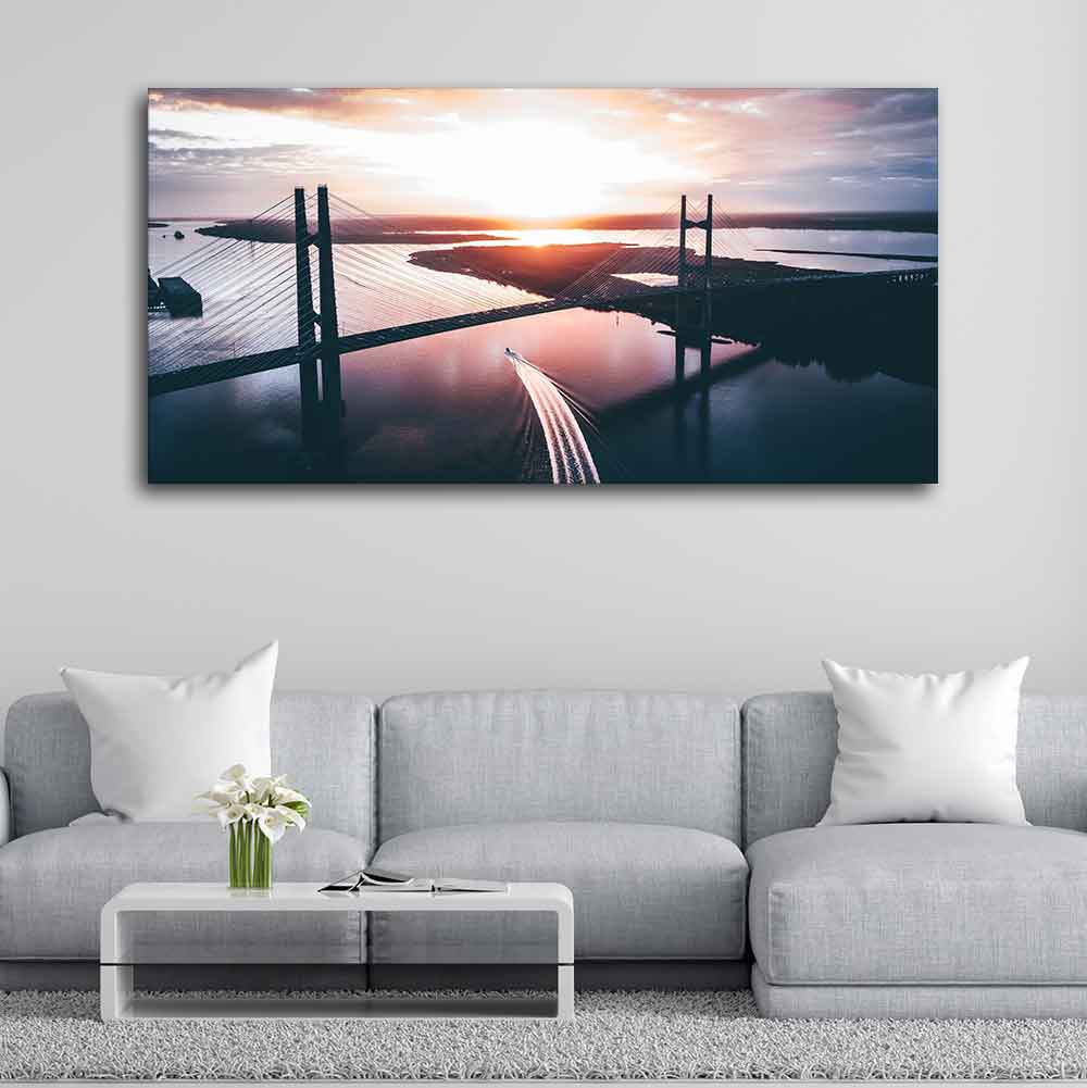 Beautiful Bridge in Sunset Canvas Wall Painting 