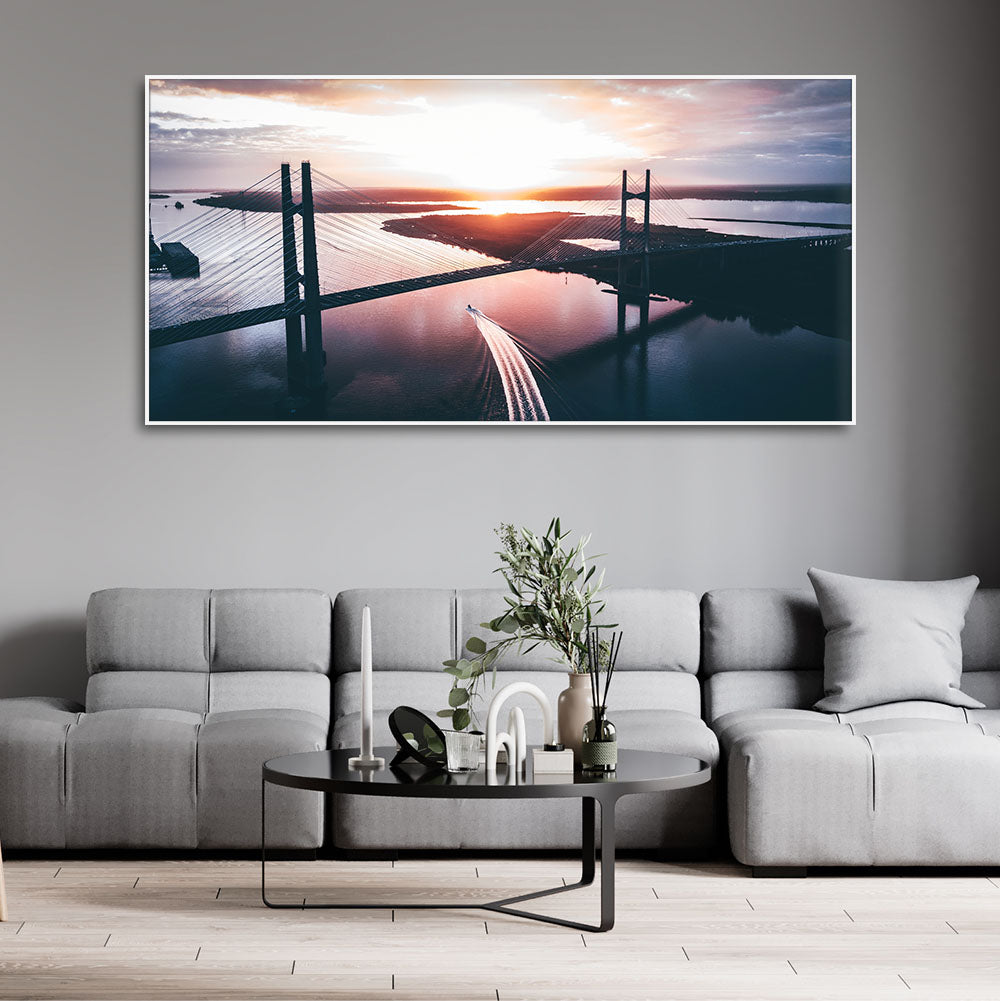 Canvas Wall Painting of Beautiful Bridge in Sunset