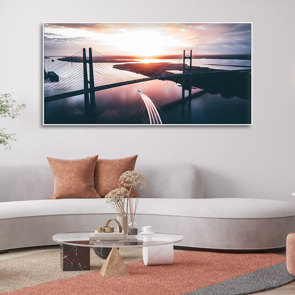 Canvas Wall Painting of Beautiful Bridge in Sunset