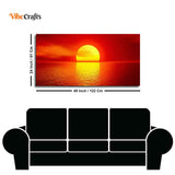Canvas Wall Painting of Scarlet Sunset Over Ocean