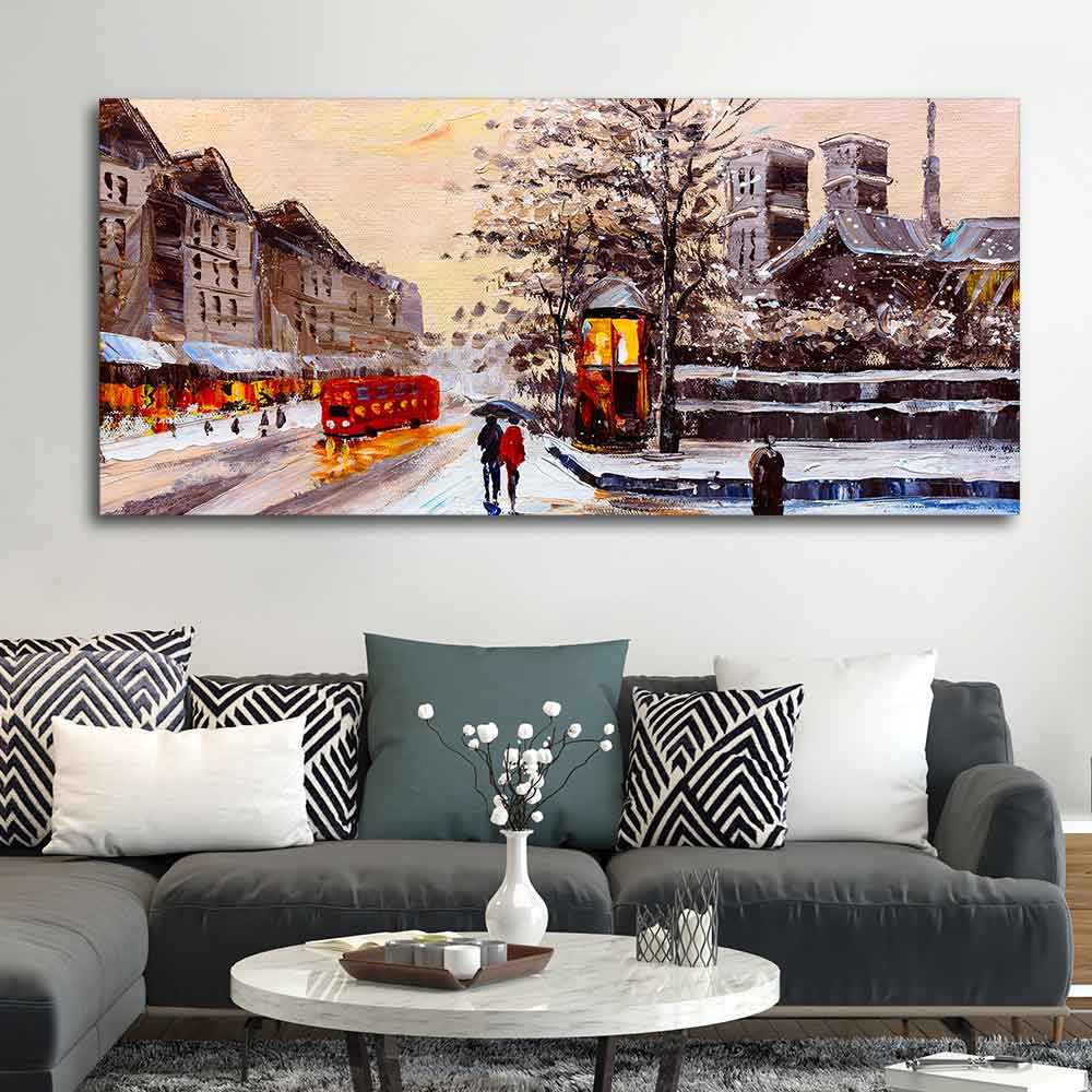 Canvas Wall Painting of Street view of London in Winters