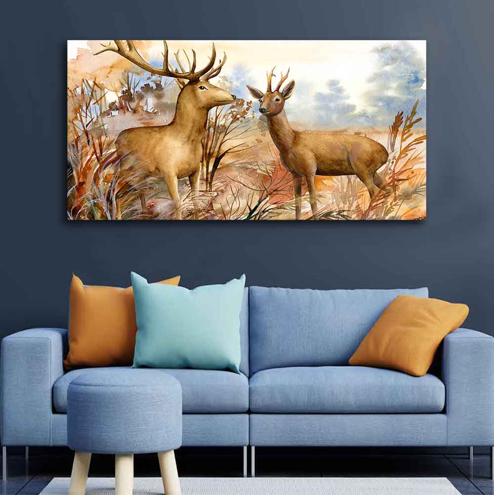 Wall Painting Pair of Deer in the Forest