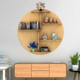  Designer Wooden Wall Shelf / Book Shelf / Night Light, Oak Finish