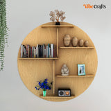 Circle Shape Backlit Designer Wooden Wall Shelf / Book Shelf / Night Light 