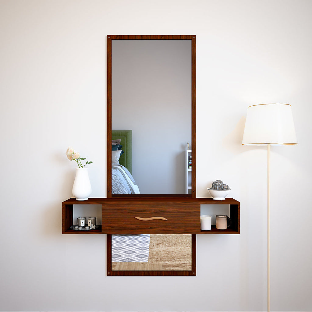 Buy Mahaakaay Engineered Wood Frameless Wall Mounted Dressing Mirror with  Storage White Bedroom Living Room Stand, Rectangular, Unframed Online at  Low Prices in India - Amazon.in