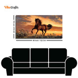 Classic Premium Quality Wall Painting of Brown Horse in Sunset
