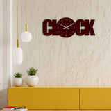 Clock Text Shape Designer Wooden Wall Clock