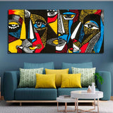 Colorful Abstract Faces Canvas Wall Painting