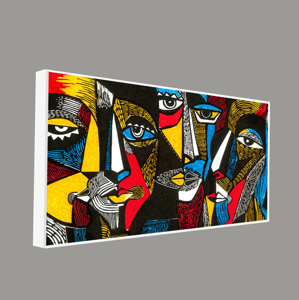 Colorful Abstract Faces Premium Canvas Wall Painting