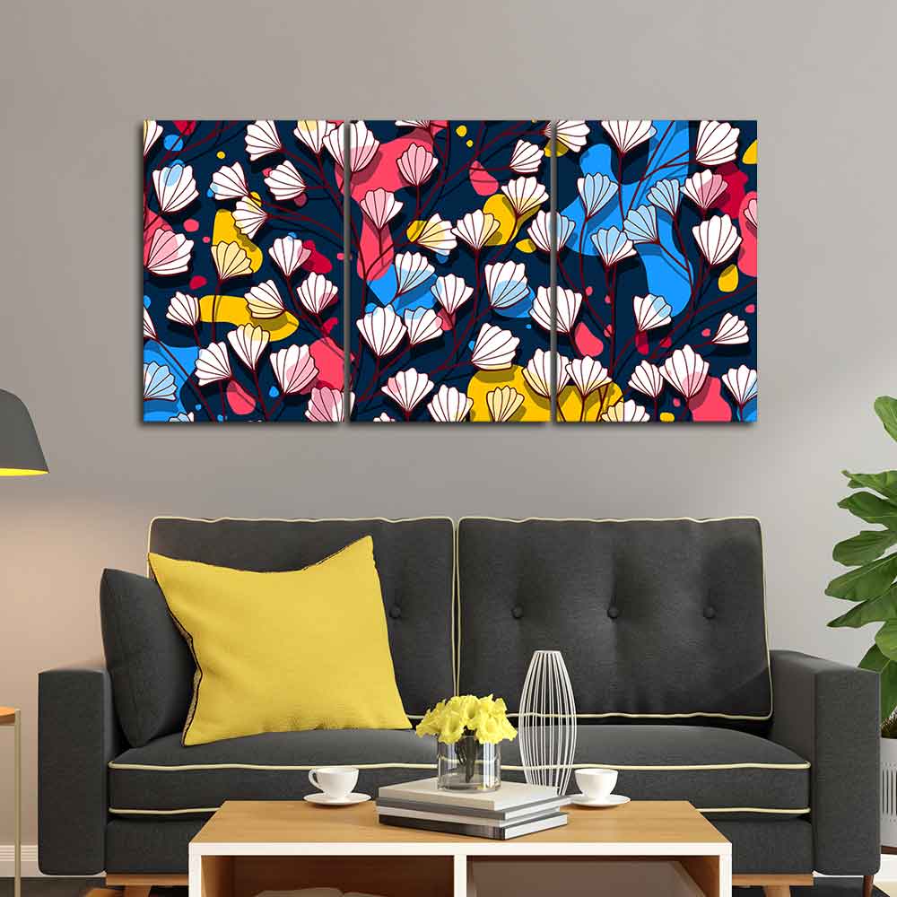 Colorful Abstract Flower Pattern Wall Painting of 3 Pieces