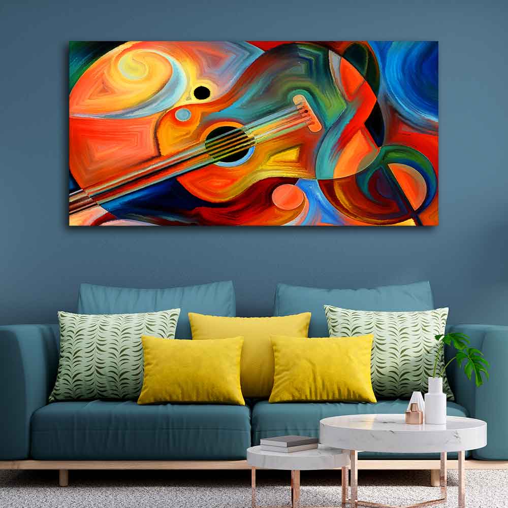 Colorful Abstract Guitar Premium Canvas Wall Painting