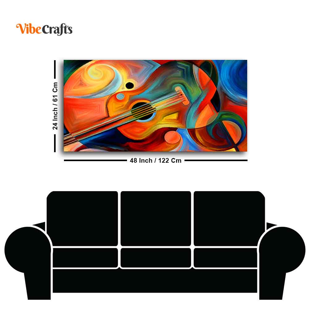 Colorful Abstract Guitar Premium Canvas Wall Painting