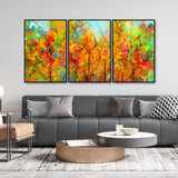 Abstract of Tree in Forest Premium Floating Wall Painting Set of Three