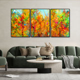 Tree in Forest Premium Floating Wall Painting Set of Three