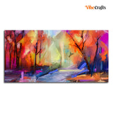 Semi Abstract Forest with Lake Canvas Wall Painting