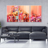 Flowers Abstract Artwork Floating Canvas Wall Painting Set of 3