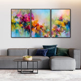Flowers Beautiful Artwork Floating Canvas Wall Painting Set of Three