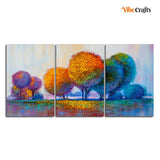 Colorful Round Trees Canvas Wall Painting of 3 Pieces