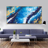 Contemporary Abstract Dark Blue Premium Canvas Wall Painting
