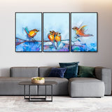 Birds Colorful Art Premium Floating Wall Painting 