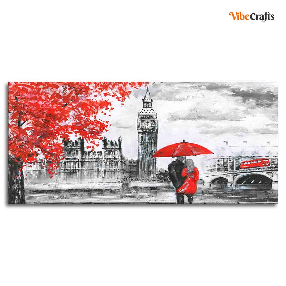 Couple in London City Canvas Wall Painting