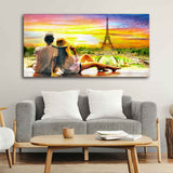 Couple Watching Sunset Paris Canvas Wall Painting