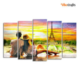  Paris Canvas Wall Painting of Five Pieces