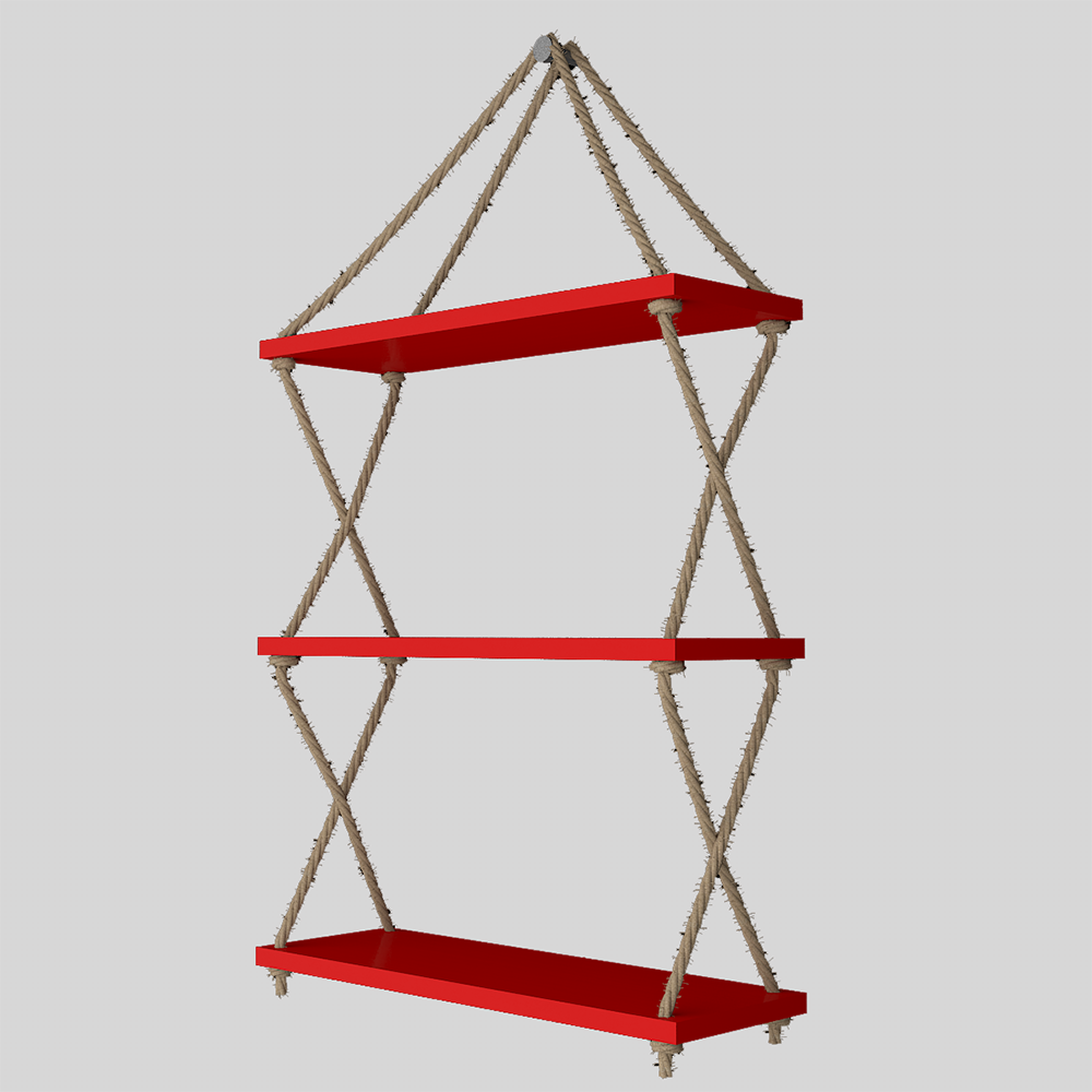 Wooden Wall Hanging Planter Shelf (Red Color)