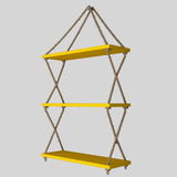 Cross Rope Wooden Wall Hanging Planter Shelf (Yellow Color)