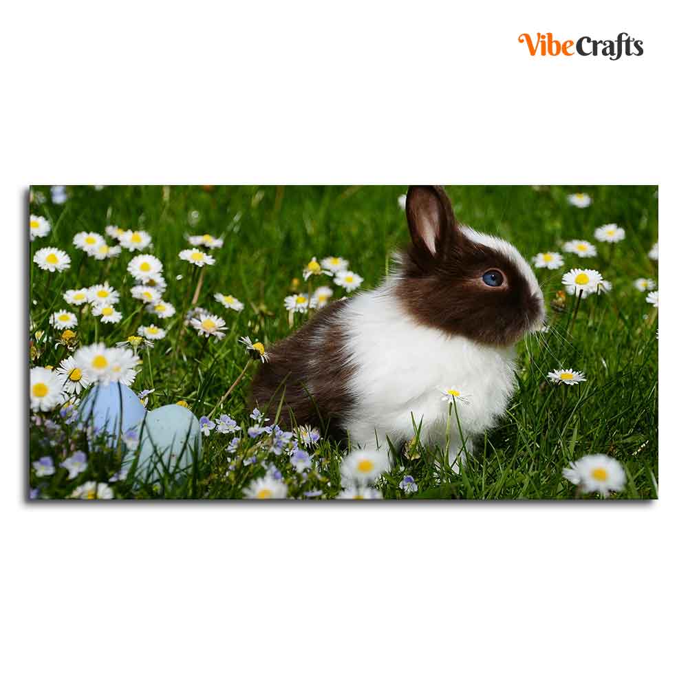 Cute Little White & Brown Bunny Premium Wall Painting