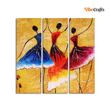 Dancing Women Warli Art Wall Painting Set of 3 Pieces