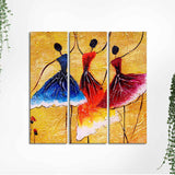 Dancing Women Warli Art Wall Painting Set of 3 Pieces