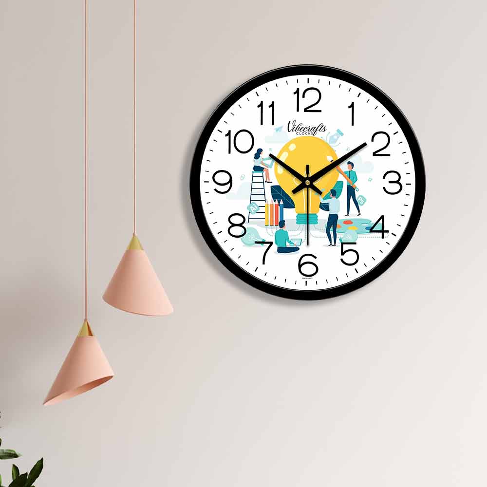 Delightful Yellow Color Bulb Designer Wall Clock
