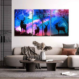 Deer in Forest Canvas Wall Painting of 3 Pieces