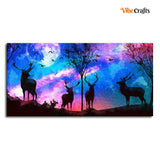 Deer Silhouette Colorful Sky Wall Painting
