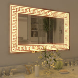 Designer Greek Key Motif LED Rectangular Bathroom Mirror