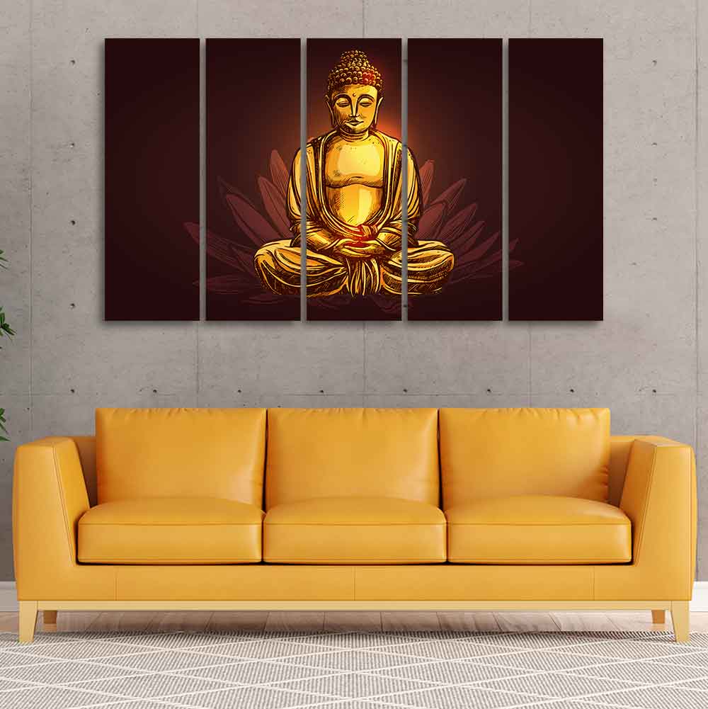 Devotional Buddha Meditating Canvas Wall Painting